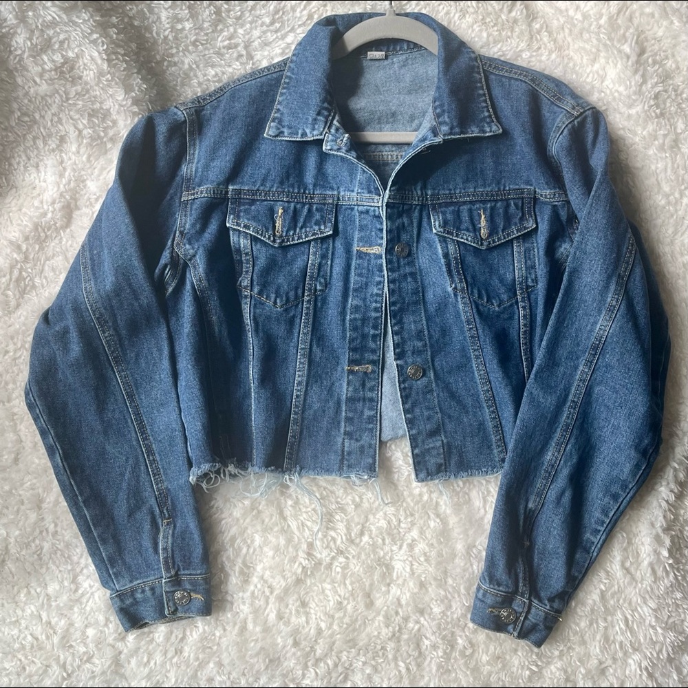 Dark blue oversized jean jacket. Size small